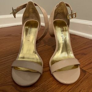 Madden Girl nude ankle strap sandals